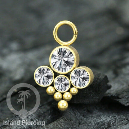Koleksi Charm yang Liotin Piercing Stainless warna gold sangat lux dengan Kristal Zircon