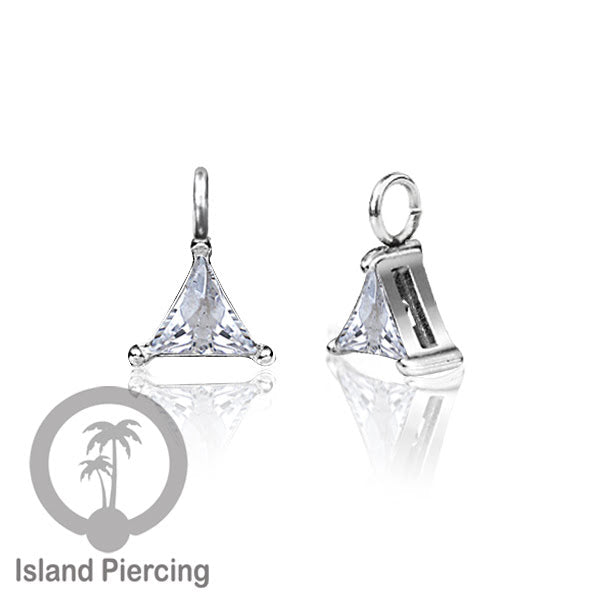 Body Jewelry Charm stainless kristal zirconia prong warna silver bisa di pasang sebagai DIY