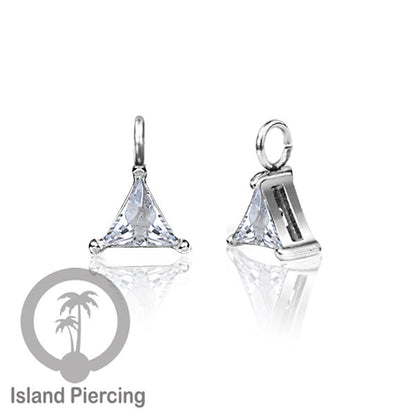 Body Jewelry Charm stainless kristal zirconia prong warna silver bisa di pasang sebagai DIY