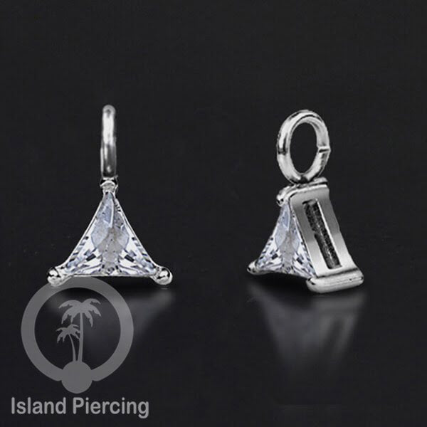 Body Jewelry Charm stainless kristal zirconia prong warna silver bisa di pasang sebagai DIY