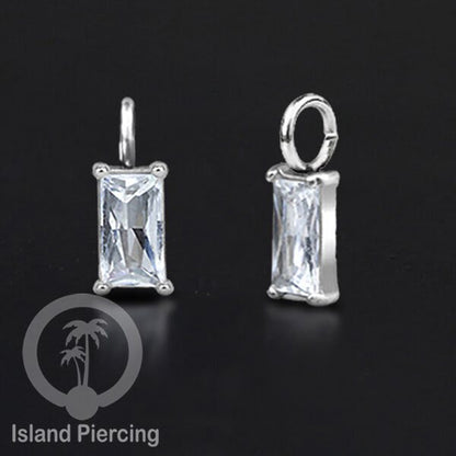 Body Jewelry Charm stainless kristal zirconia prong warna silver bisa di pasang sebagai DIY