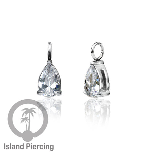 Body Jewelry Charm stainless kristal zirconia prong warna silver bisa di pasang sebagai DIY