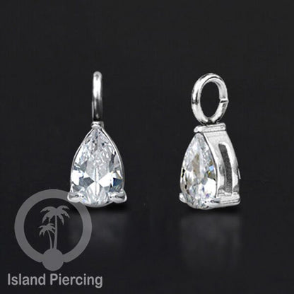 Body Jewelry Charm stainless kristal zirconia prong warna silver bisa di pasang sebagai DIY