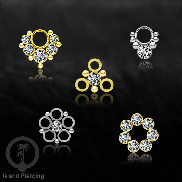 Body Jewelry Charm stainless kristal zirconia biotin tertutup khusus jenis anting hoop dan segment ring.