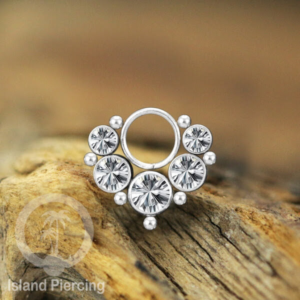 Body Jewelry Charm stainless kristal zirconia biotin tertutup khusus jenis anting hoop dan segment ring.