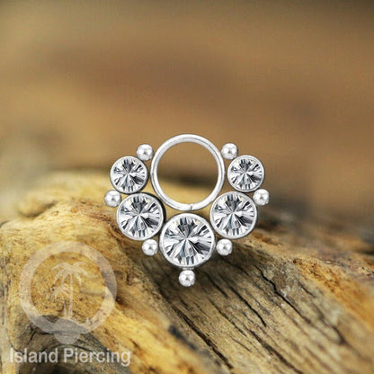 Body Jewelry Charm stainless kristal zirconia biotin tertutup khusus jenis anting hoop dan segment ring.