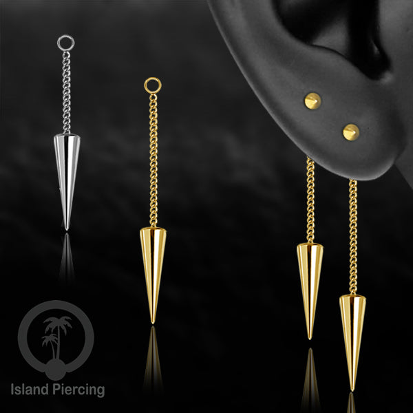Body Jewelry Charm Chain spike besar untuk Tindik Perhiasan warna gold dan silver