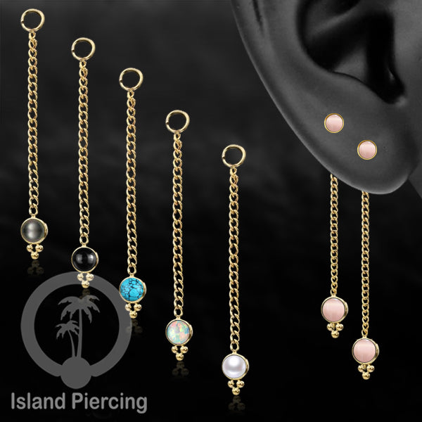 Body Jewelry Charm Chain bisa dekorasi Tindik Perhiasan lain warna gold dengan batu