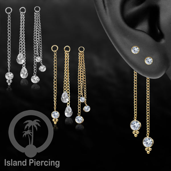 Body Jewelry Charm Chain bisa dekorasi Tindik Perhiasan lain warna silver dengan Zirconia