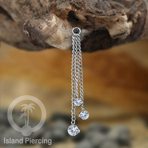 Body Jewelry Charm Chain bisa dekorasi Tindik Perhiasan lain warna silver dengan Zirconia