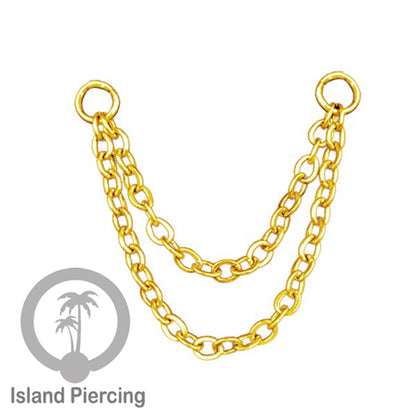 Rantai dekorasi Body Jewelry dan Perhiasan Anting telinga double Connective Chain warna gold