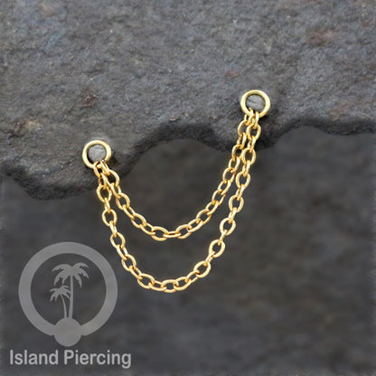 Rantai dekorasi Body Jewelry dan Perhiasan Anting telinga double Connective Chain warna gold
