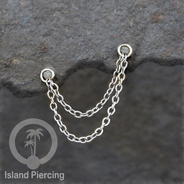 Rantai dekorasi Body Jewelry dan Perhiasan Anting telinga double Connective Chain warna silver