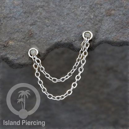 Rantai dekorasi Body Jewelry dan Perhiasan Anting telinga double Connective Chain warna silver