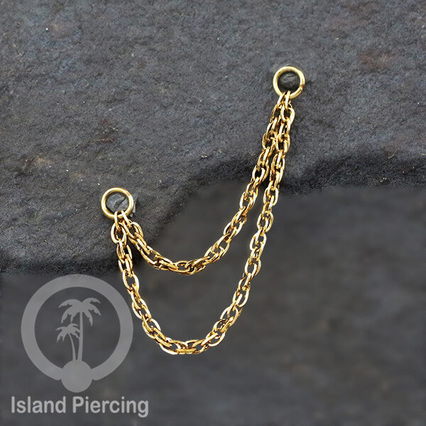 Rantai dekorasi Body Jewelry dan Perhiasan Anting telinga double Connective Chain warna gold