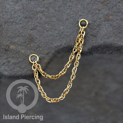 Rantai dekorasi Body Jewelry dan Perhiasan Anting telinga double Connective Chain warna gold