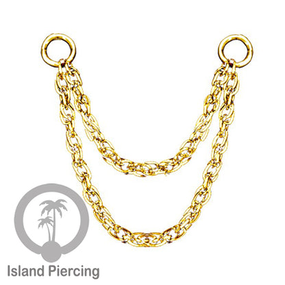 Rantai dekorasi Body Jewelry dan Perhiasan Anting telinga double Connective Chain warna gold