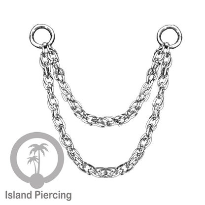 Rantai dekorasi Body Jewelry dan Perhiasan Anting telinga double Connective Chain warna silver