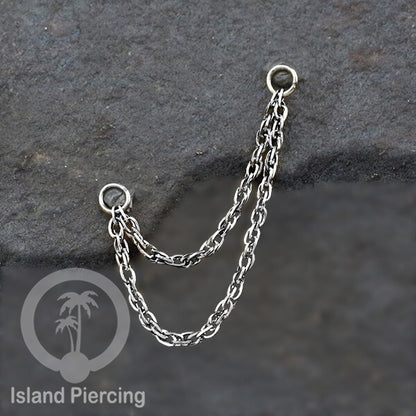 Rantai dekorasi Body Jewelry dan Perhiasan Anting telinga double Connective Chain warna silver