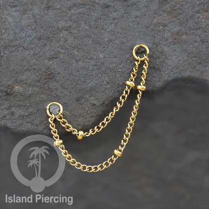 Rantai dekorasi Body Jewelry dan Perhiasan Anting telinga double Connective Chain warna gold