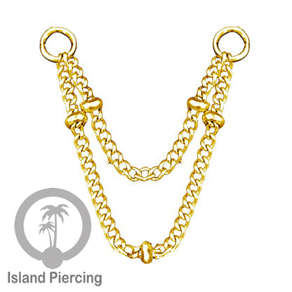 Rantai dekorasi Body Jewelry dan Perhiasan Anting telinga double Connective Chain warna gold