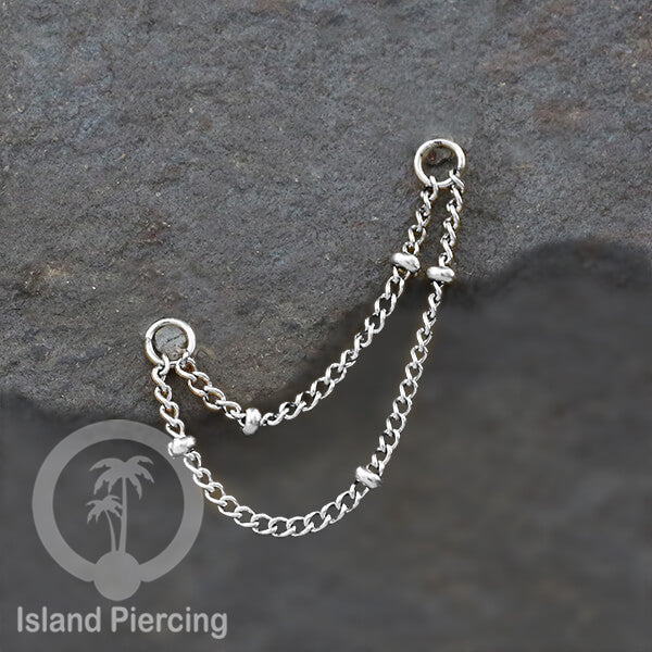 Rantai dekorasi Body Jewelry dan Perhiasan Anting telinga double Connective Chain warna silver
