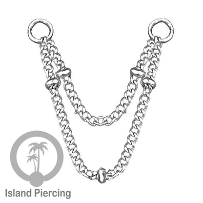 Rantai dekorasi Body Jewelry dan Perhiasan Anting telinga double Connective Chain warna silver