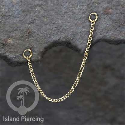 Rantai dekorasi Body Piercing Jewelry dan Perhiasan Anting telinga Connective Chain warna gold