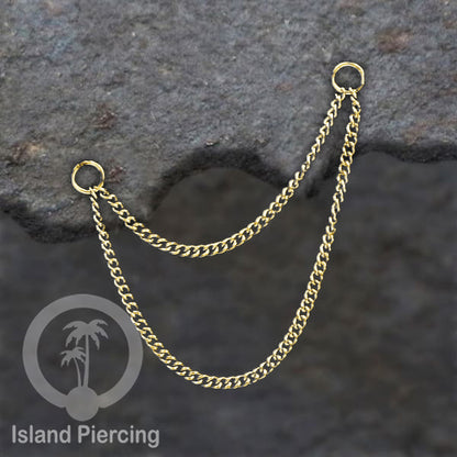 Rantai dekorasi Body Jewelry dan Perhiasan Anting telinga double Connective Chain warna gold