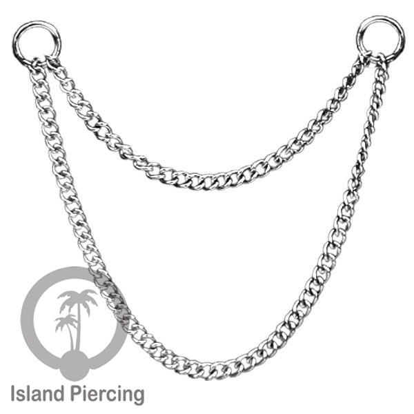 Rantai dekorasi Body Jewelry dan Perhiasan Anting telinga double Connective Chain warna silver