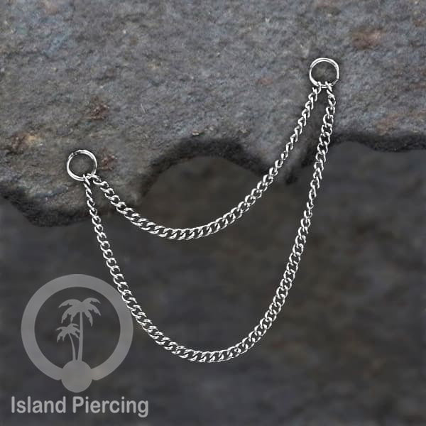 Rantai dekorasi Body Jewelry dan Perhiasan Anting telinga double Connective Chain warna silver