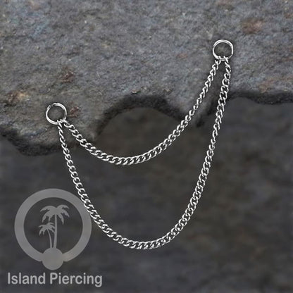 Rantai dekorasi Body Jewelry dan Perhiasan Anting telinga double Connective Chain warna silver
