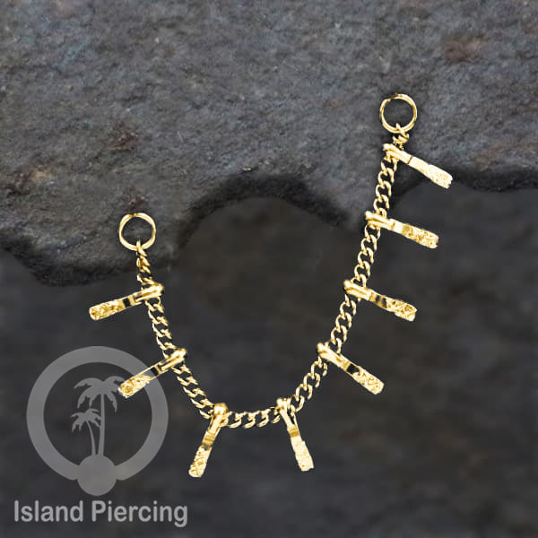 Rantai dekorasi Body Piercing Jewelry dan Perhiasan Anting telinga Connective Chain warna gold