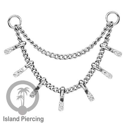 Rantai dekorasi Body Jewelry dan Perhiasan Anting telinga double Connective Chain warna silver