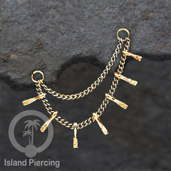 Rantai dekorasi Body Jewelry dan Perhiasan Anting telinga double Connective Chain warna gold