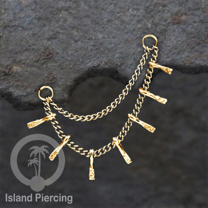 Rantai dekorasi Body Jewelry dan Perhiasan Anting telinga double Connective Chain warna gold