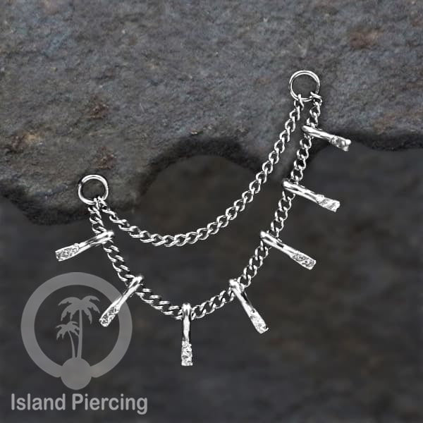 Rantai dekorasi Body Jewelry dan Perhiasan Anting telinga double Connective Chain warna silver