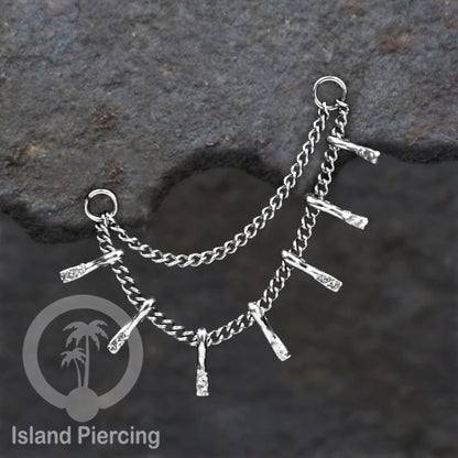 Rantai dekorasi Body Jewelry dan Perhiasan Anting telinga double Connective Chain warna silver