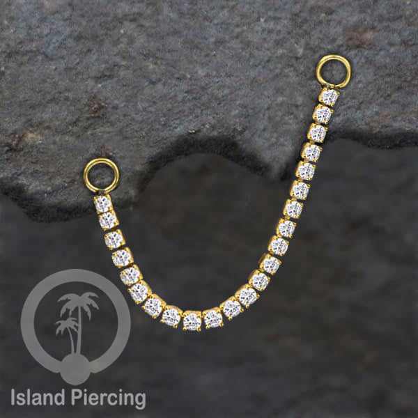 Rantai untuk dekorasi Body Jewelry dan Anting telinga connective chain warna gold dengan kristal