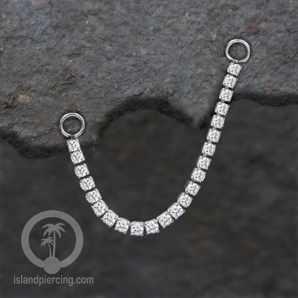 Rantai untuk dekorasi Body Jewelry dan Anting telinga connective chain warna silver dengan kristal