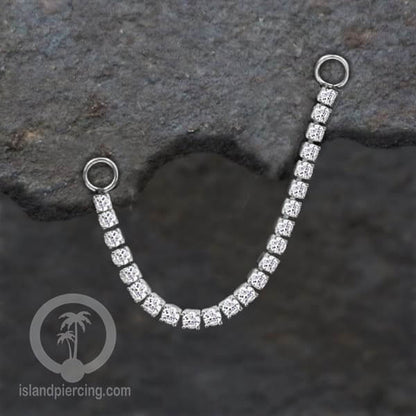 Rantai untuk dekorasi Body Jewelry dan Anting telinga connective chain warna silver dengan kristal