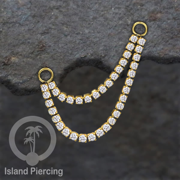 Rantai untuk dekorasi Body Jewelry dan Anting telinga connective chain warna gold dengan kristal