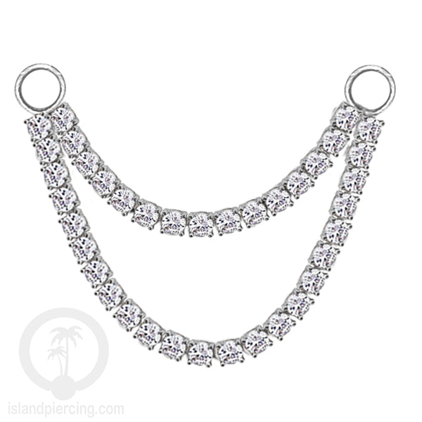 Rantai untuk dekorasi Body Jewelry dan Anting telinga connective chain warna silver dengan kristal