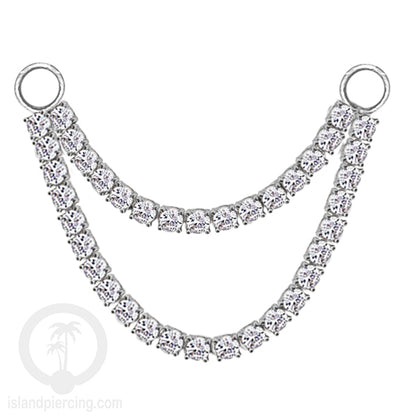 Rantai untuk dekorasi Body Jewelry dan Anting telinga connective chain warna silver dengan kristal