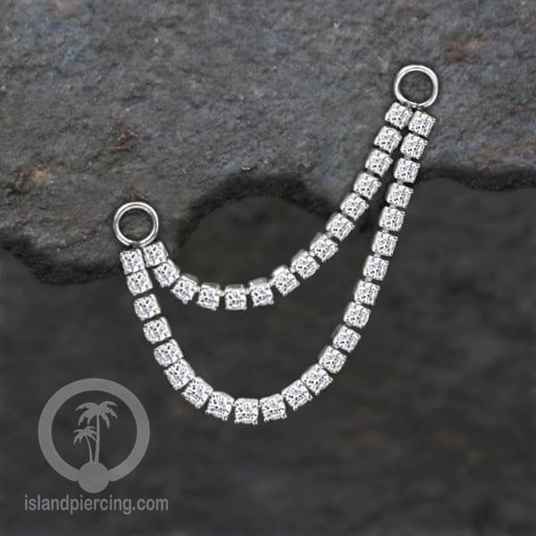 Rantai untuk dekorasi Body Jewelry dan Anting telinga connective chain warna silver dengan kristal