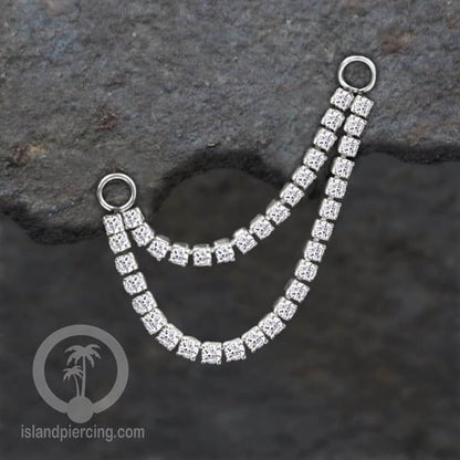 Rantai untuk dekorasi Body Jewelry dan Anting telinga connective chain warna silver dengan kristal