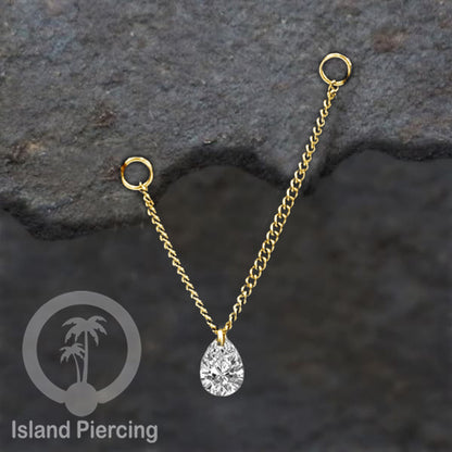 Rantai untuk dekorasi Body Jewelry dan Anting telinga connective chain warna gold dengan kristal