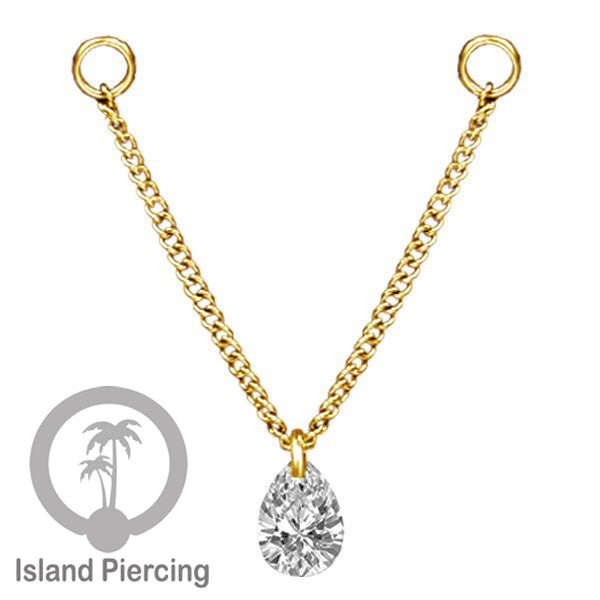 Rantai untuk dekorasi Body Jewelry dan Anting telinga connective chain warna gold dengan kristal
