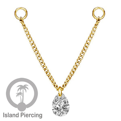 Rantai untuk dekorasi Body Jewelry dan Anting telinga connective chain warna gold dengan kristal