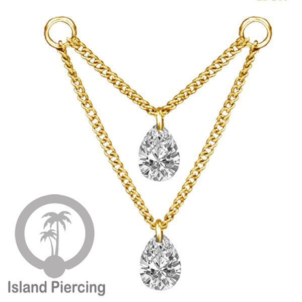 Rantai untuk dekorasi Body Jewelry dan Anting telinga connective chain warna gold dengan kristal